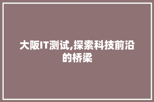大阪IT测试,探索科技前沿的桥梁