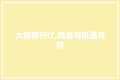 大龄转行IT,挑战与机遇并存