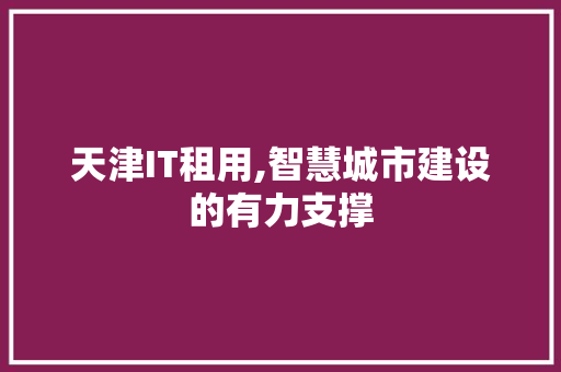 天津IT租用,智慧城市建设的有力支撑