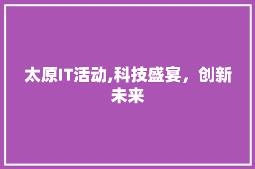 太原IT活动,科技盛宴，创新未来