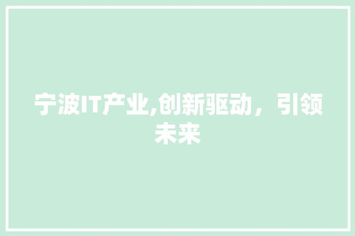 宁波IT产业,创新驱动，引领未来