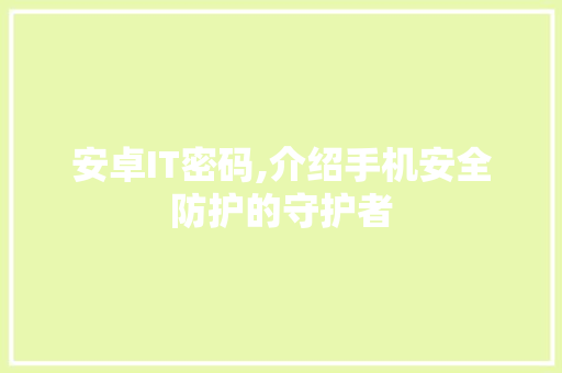 安卓IT密码,介绍手机安全防护的守护者