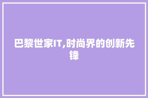 巴黎世家IT,时尚界的创新先锋