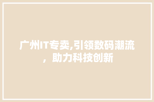 广州IT专卖,引领数码潮流，助力科技创新