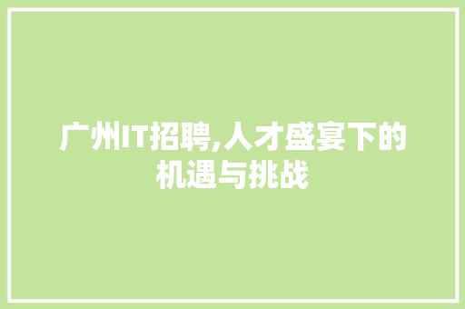 广州IT招聘,人才盛宴下的机遇与挑战
