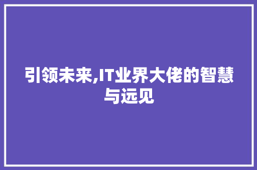 引领未来,IT业界大佬的智慧与远见