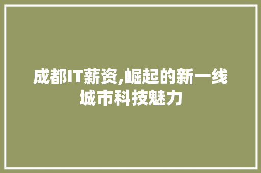 成都IT薪资,崛起的新一线城市科技魅力