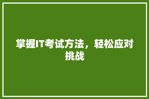 掌握IT考试方法，轻松应对挑战
