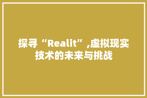 探寻“Realit”,虚拟现实技术的未来与挑战