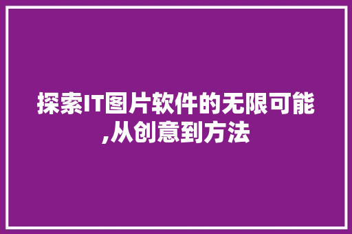 探索IT图片软件的无限可能,从创意到方法