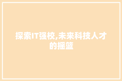 探索IT强校,未来科技人才的摇篮