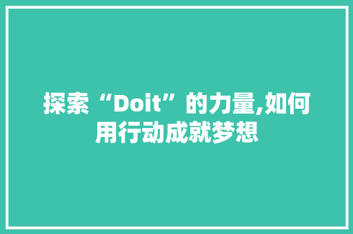 探索“Doit”的力量,如何用行动成就梦想