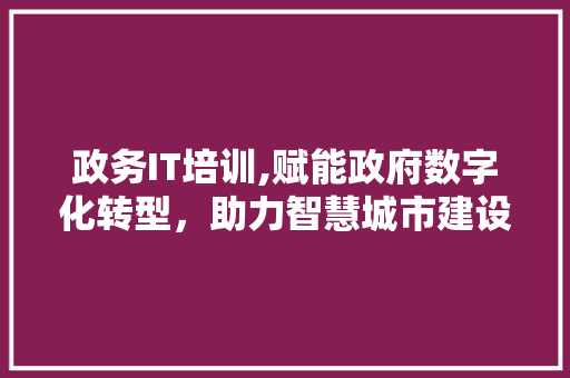 政务IT培训,赋能政府数字化转型，助力智慧城市建设
