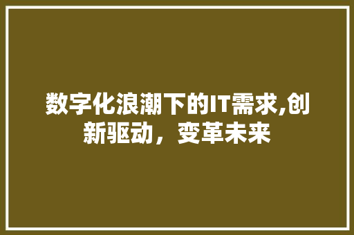 数字化浪潮下的IT需求,创新驱动，变革未来