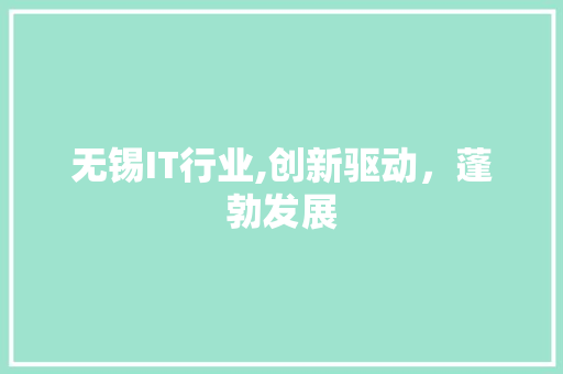 无锡IT行业,创新驱动，蓬勃发展
