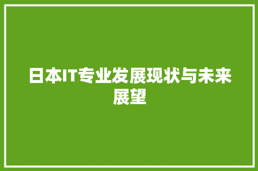 日本IT专业发展现状与未来展望