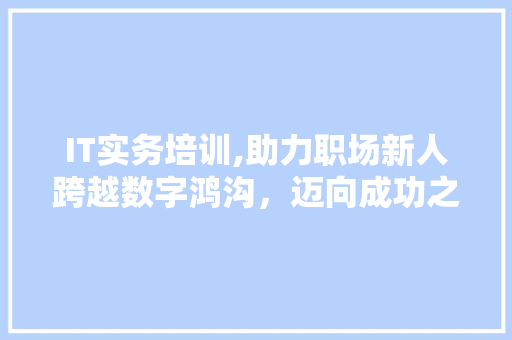 IT实务培训,助力职场新人跨越数字鸿沟，迈向成功之路