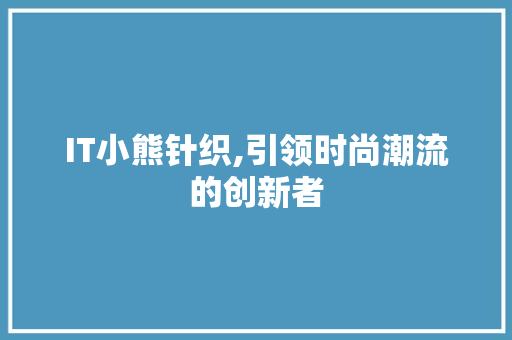 IT小熊针织,引领时尚潮流的创新者