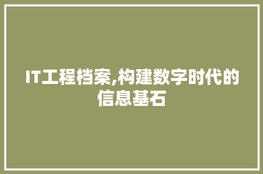 IT工程档案,构建数字时代的信息基石