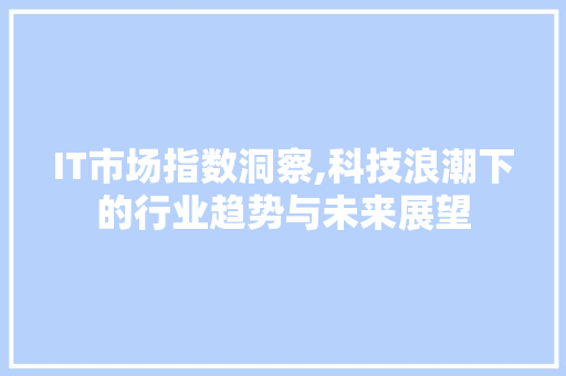 IT市场指数洞察,科技浪潮下的行业趋势与未来展望
