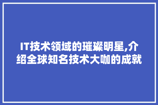 IT技术领域的璀璨明星,介绍全球知名技术大咖的成就与影响力