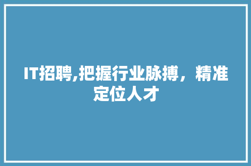 IT招聘,把握行业脉搏，精准定位人才