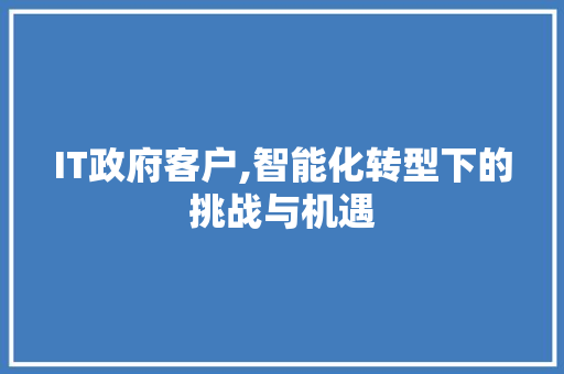 IT政府客户,智能化转型下的挑战与机遇