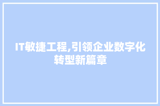 IT敏捷工程,引领企业数字化转型新篇章