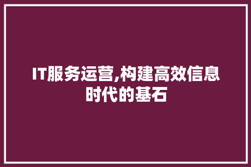 IT服务运营,构建高效信息时代的基石