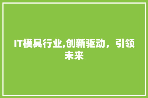 IT模具行业,创新驱动，引领未来