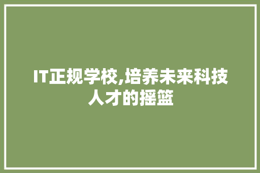 IT正规学校,培养未来科技人才的摇篮