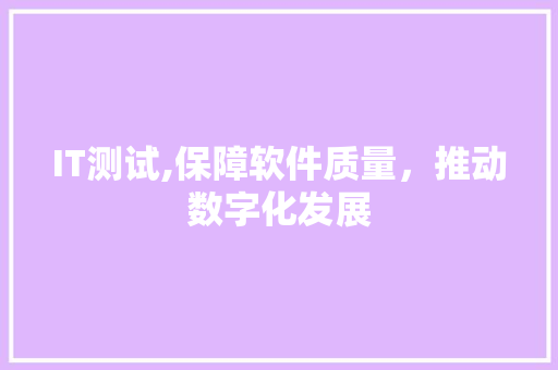 IT测试,保障软件质量，推动数字化发展