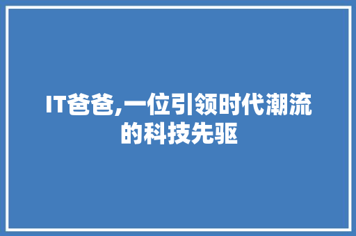 IT爸爸,一位引领时代潮流的科技先驱