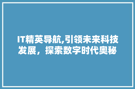 IT精英导航,引领未来科技发展，探索数字时代奥秘