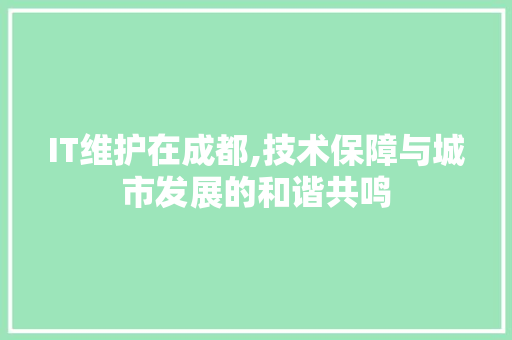 IT维护在成都,技术保障与城市发展的和谐共鸣