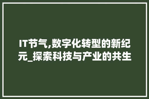 IT节气,数字化转型的新纪元_探索科技与产业的共生共荣