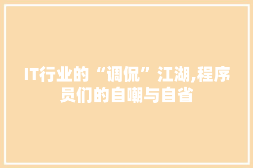 IT行业的“调侃”江湖,程序员们的自嘲与自省