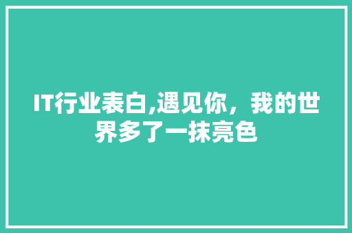 IT行业表白,遇见你，我的世界多了一抹亮色