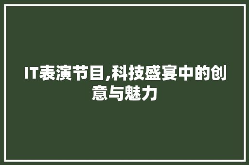IT表演节目,科技盛宴中的创意与魅力