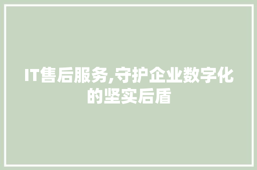 IT售后服务,守护企业数字化的坚实后盾