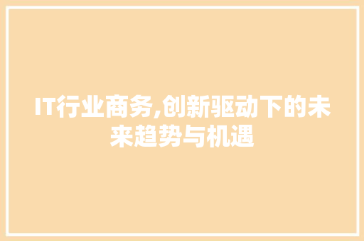 IT行业商务,创新驱动下的未来趋势与机遇