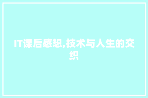 IT课后感想,技术与人生的交织