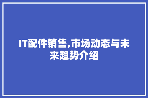 IT配件销售,市场动态与未来趋势介绍