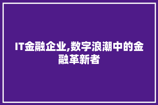 IT金融企业,数字浪潮中的金融革新者