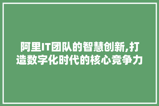 阿里IT团队的智慧创新,打造数字化时代的核心竞争力