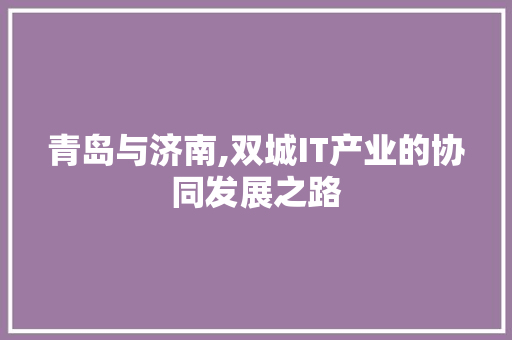青岛与济南,双城IT产业的协同发展之路