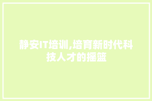 静安IT培训,培育新时代科技人才的摇篮