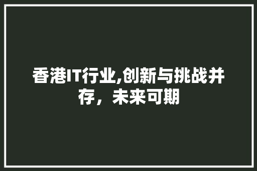 香港IT行业,创新与挑战并存，未来可期