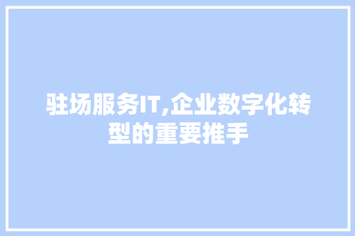 驻场服务IT,企业数字化转型的重要推手