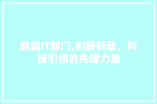 鹏鼎IT部门,创新驱动，科技引领的先锋力量